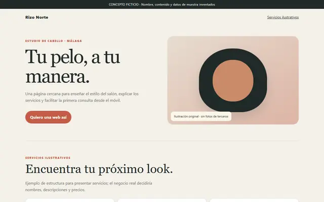 Muestra de web para peluquería