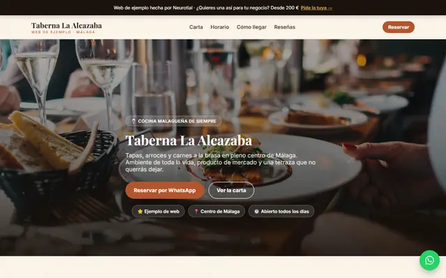 Muestra de web para restaurante